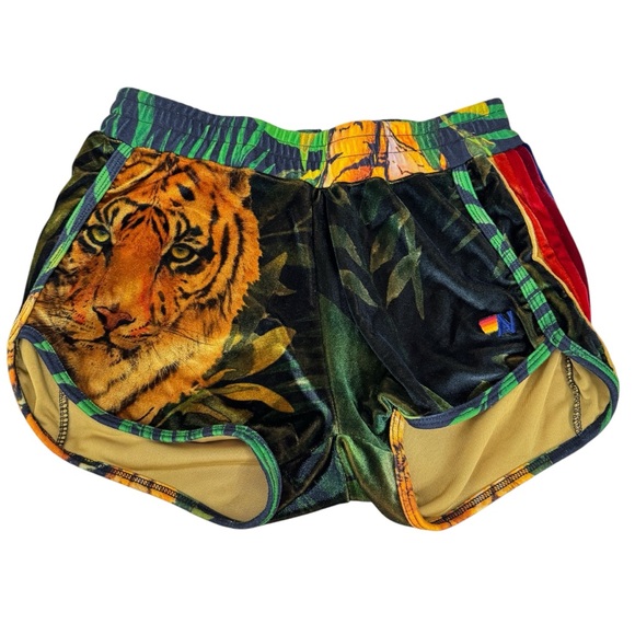 Aviator Nation Jungle Tiger Sweat Shorts Velour - Picture 1 of 6